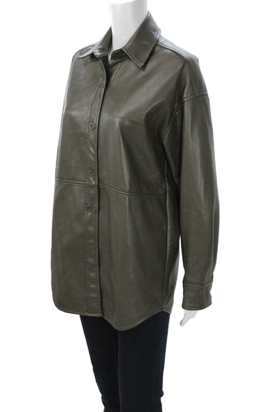 Babaton Women Dark Gray Collared Long Sleeve Button Jacket PU Size XS