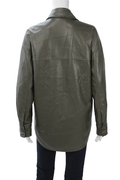 Babaton Women Dark Gray Collared Long Sleeve Button Jacket PU Size XS
