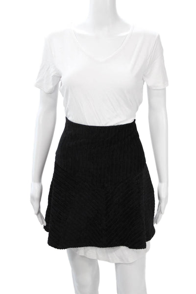 Free People Women A-Line Wrap Skort Black Cotton Elastane Short Size L