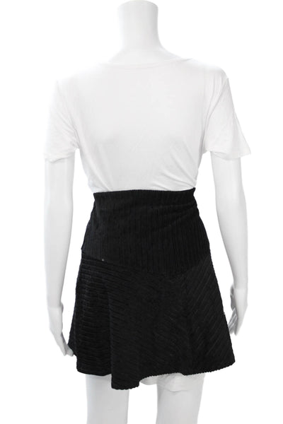 Free People Women A-Line Wrap Skort Black Cotton Elastane Short Size L