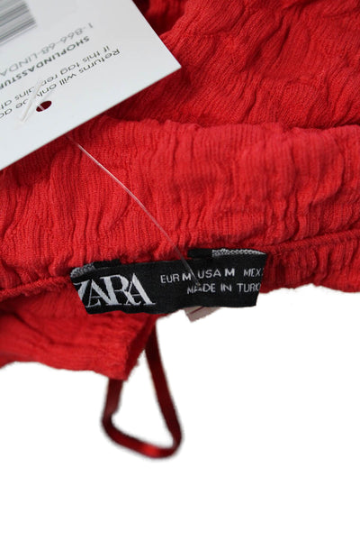 Zara Women Red 90s Solid Sleeveless Tank Polyester Elastane Size M