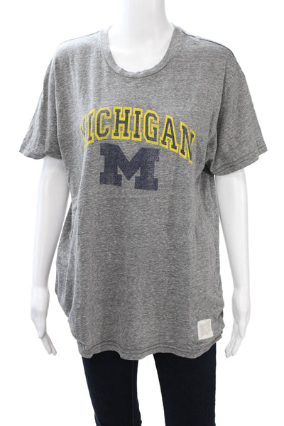 Retro Brand Women Gray Graphic Crew Neck Short Sleeve T-Shirt Size XL