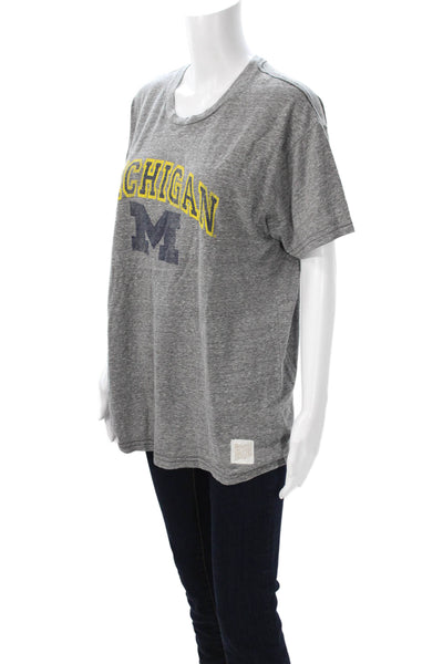 Retro Brand Women Gray Graphic Crew Neck Short Sleeve T-Shirt Size XL