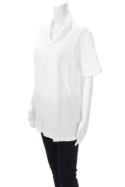 Theory Women Basic Cotton Collared Short Sleeve Polo White Size L