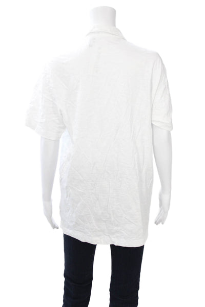 Theory Women Basic Cotton Collared Short Sleeve Polo White Size L