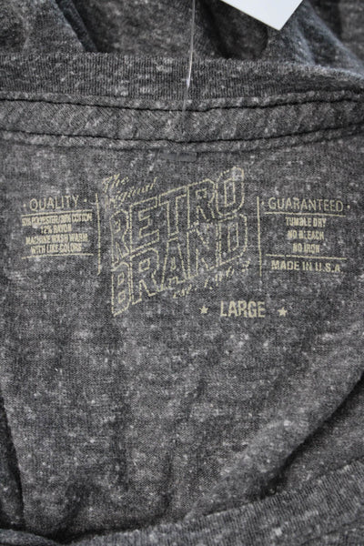 Retro Brand Mens Gray College Graphic Crew Neck Short Sleeve T-Shirt Size L