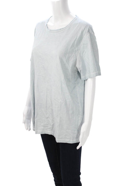 Theory Womens Basic Cotton Crew Neck Short Sleeve T Shirt Light Blue Size L