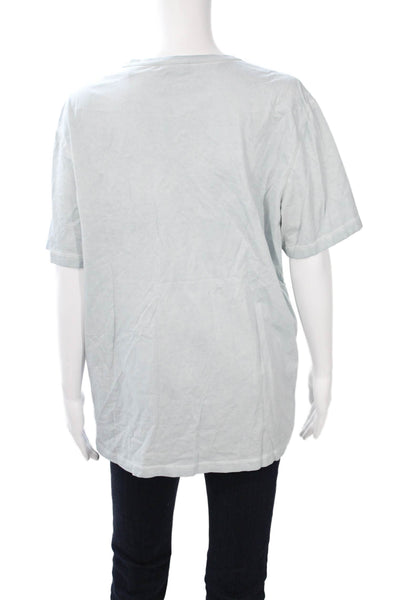 Theory Womens Basic Cotton Crew Neck Short Sleeve T Shirt Light Blue Size L