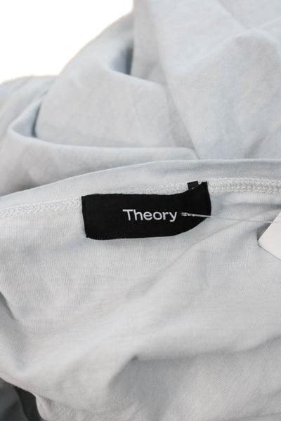 Theory Womens Basic Cotton Crew Neck Short Sleeve T Shirt Light Blue Size L