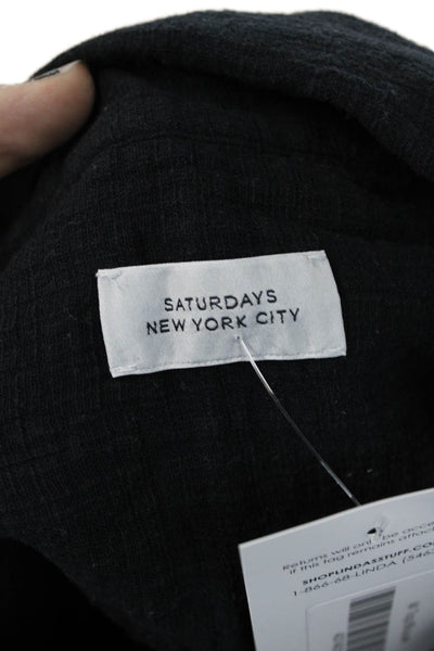 Saturdays NYC Mens Black Cotton Collared Short Sleeve Button-Up Shirt Size L