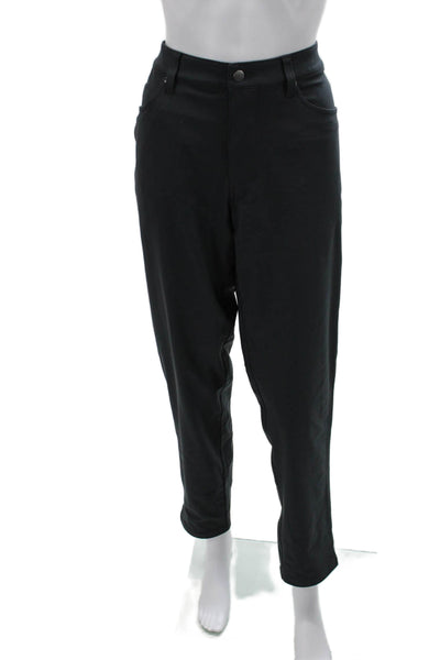 Lululemon Womens Black Ankle Cropped Pants Button Closure Size 34