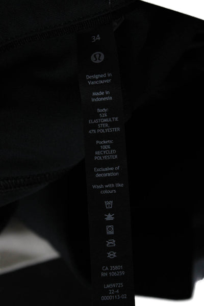 Lululemon Mens Black Ankle Cropped Pants Button Closure Size 34