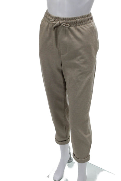 Zara Mens Cropped Ankle Pants Beige Drawstring Polyester Blend Size L