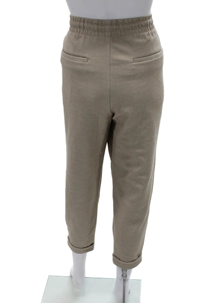 Zara Mens Cropped Ankle Pants Beige Drawstring Polyester Blend Size L