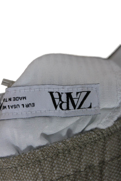 Zara Mens Cropped Ankle Pants Beige Drawstring Polyester Blend Size L