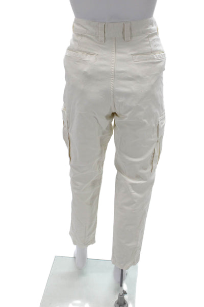 Zara Mens Cropped Cargo Pants White Button 98% Cotton Size 32