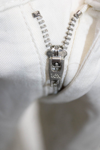 Zara Mens Cropped Cargo Pants White Button 98% Cotton Size 32