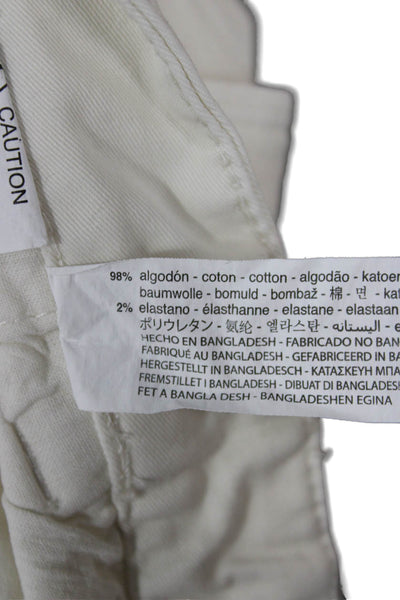 Zara Mens Cropped Cargo Pants White Button 98% Cotton Size 32