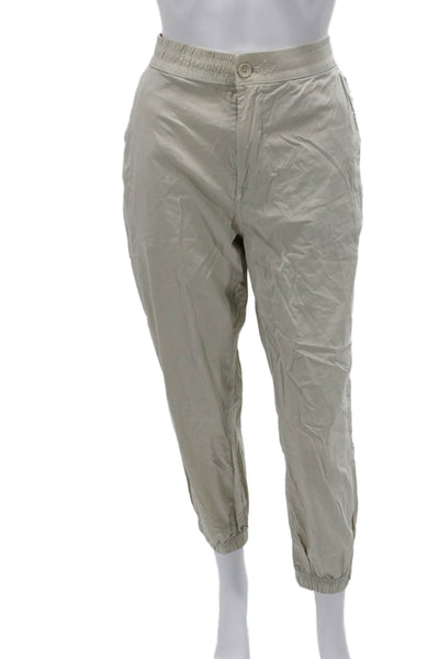 Zara Mens Beige Ankle Jogger Pants 98% Cotton 2% Elastane Button Size M