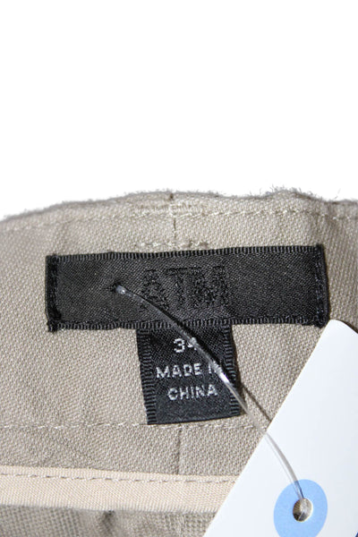 ATM Mens Chino Shorts Gray Cotton Spandex Button Size 34