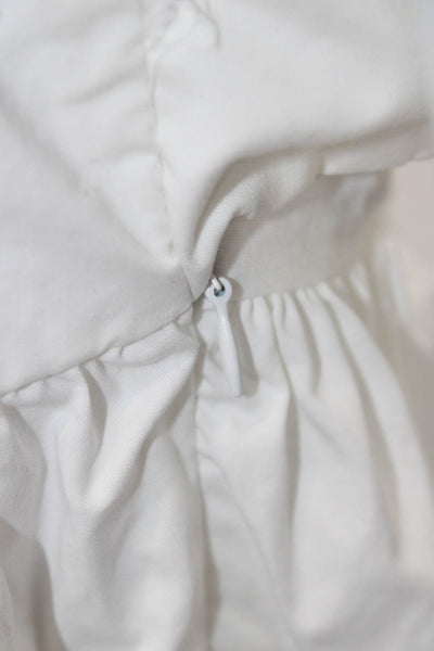 Zara Women Boho Trapeze Swing Mini Dress White Round Neck Short Sleeve Size S