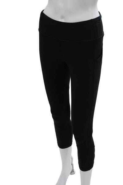 Lululemon Womens Capri Cropped Leggings Black Nylon Blend Zip Size 6