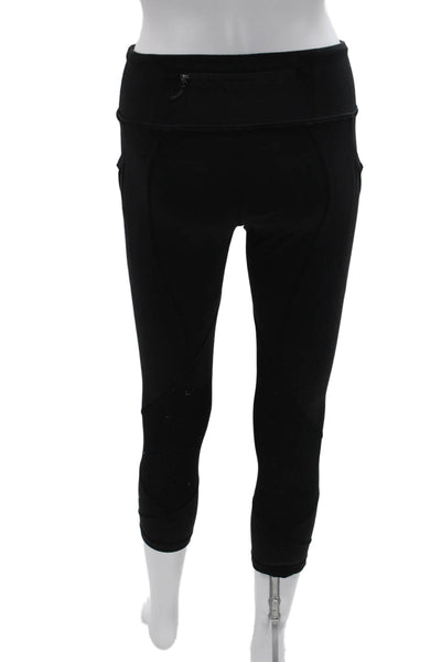 Lululemon Womens Capri Cropped Leggings Black Nylon Blend Zip Size 6