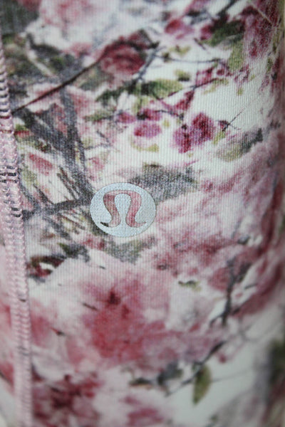 Lululemon Womens Floral Cropped Capri Leggings Pink Nylon Blend Size 6