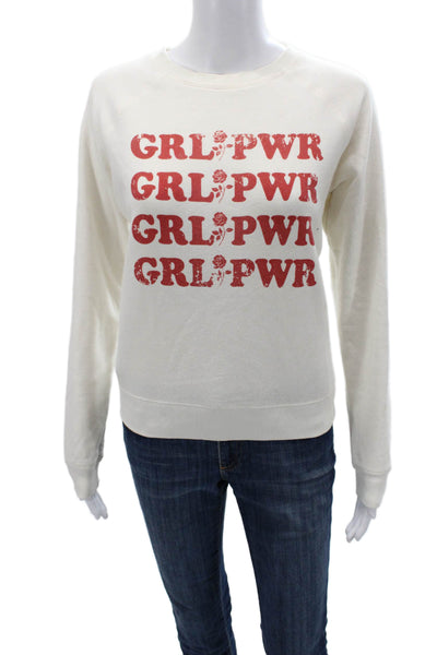 Rebecca Minkoff Women Pullover Sweatshirt White Graphic Print Size M