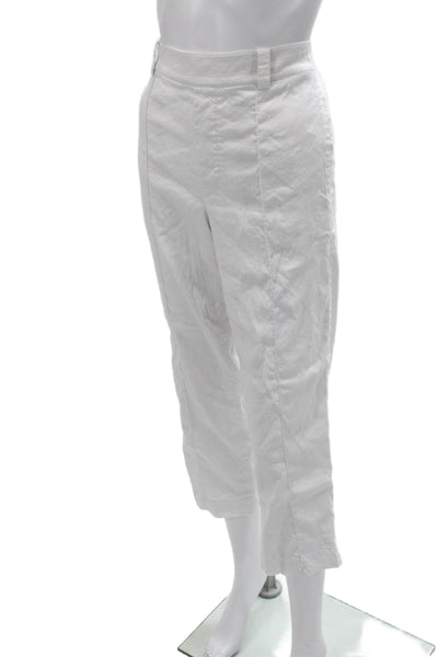 Vince Women Petite White Cropped Capri Pants Linen Blend Size S