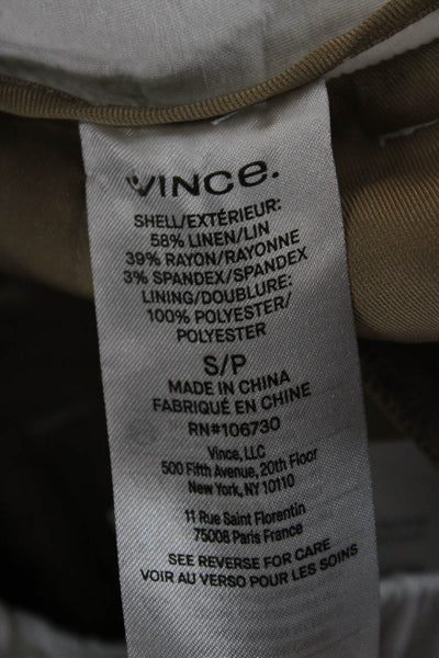 Vince Women Petite White Cropped Capri Pants Linen Blend Size S