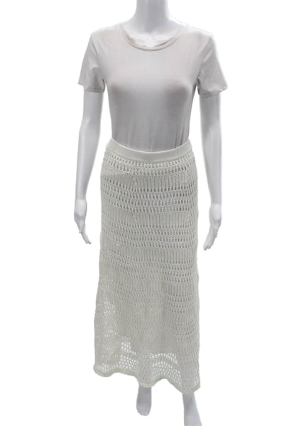 Theory Womens Maxi Skirt White Cotton Blend Knee Length Size S