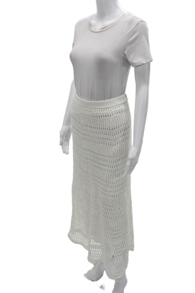 Theory Womens Maxi Skirt White Cotton Blend Knee Length Size S