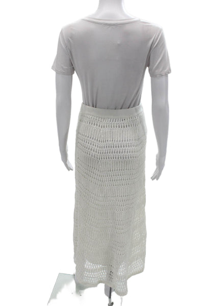 Theory Womens Maxi Skirt White Cotton Blend Knee Length Size S