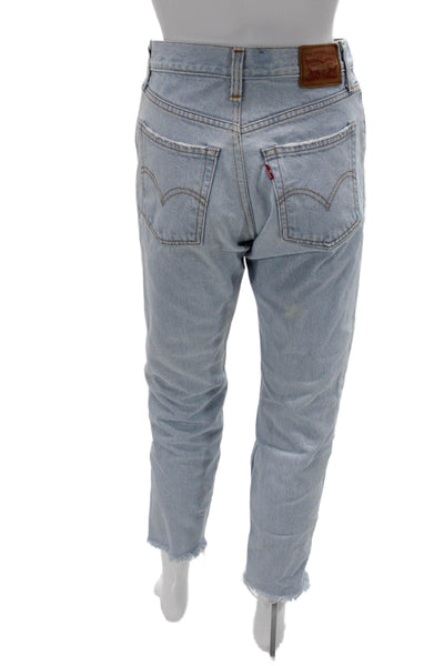 Levis Women Cropped Straight High Rise Jeans Light Blue 100% Cotton Size 26