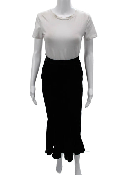 Cara Cara Women Trumpet Skirt Black Rayon Silk Long Size 2XS