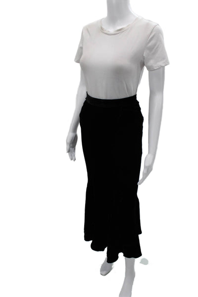 Cara Cara Women Trumpet Skirt Black Rayon Silk Long Size 2XS