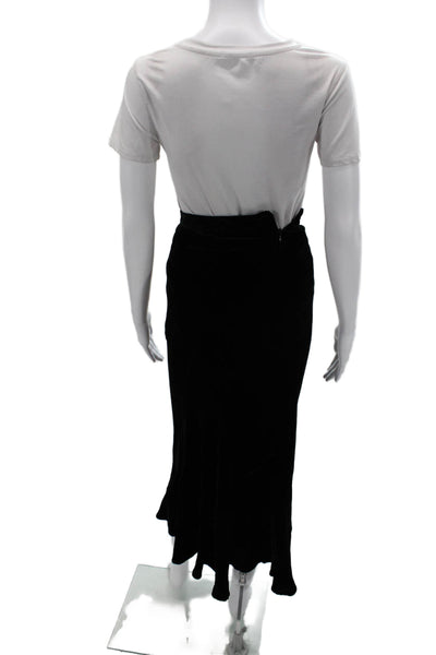 Cara Cara Women Trumpet Skirt Black Rayon Silk Long Size 2XS