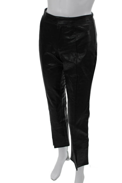Paige Black Label Women Cropped Biker Pants Black Zip 100% Polyurethane Size 0