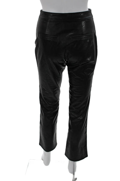 Paige Black Label Women Cropped Biker Pants Black Zip 100% Polyurethane Size 0