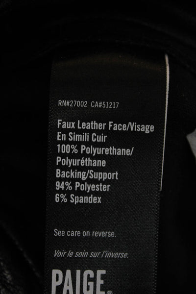 Paige Black Label Women Cropped Biker Pants Black Zip 100% Polyurethane Size 0