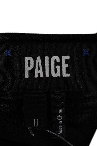 Paige Black Label Women Cropped Biker Pants Black Zip 100% Polyurethane Size 0