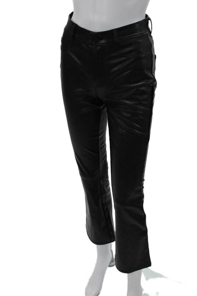 Paige Black Label Women Cropped Biker Pants Black 100% Polyurethane Size 24