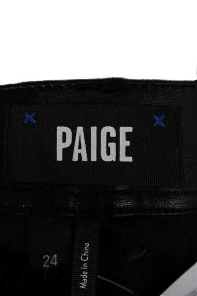 Paige Black Label Women Cropped Biker Pants Black 100% Polyurethane Size 24