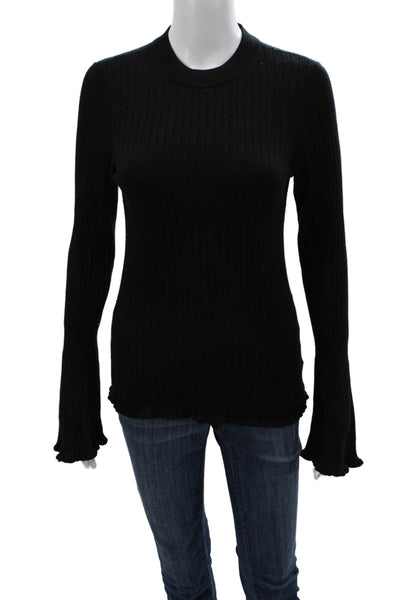 Paige Women Black Striped Cashmere Crewneck Pullover Sweater Size XS