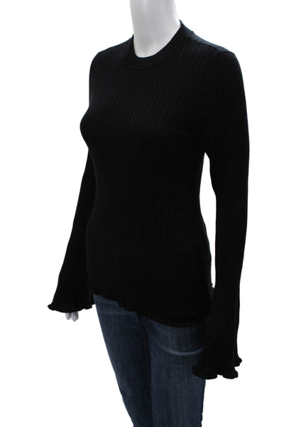 Paige Women Black Striped Cashmere Crewneck Pullover Sweater Size XS