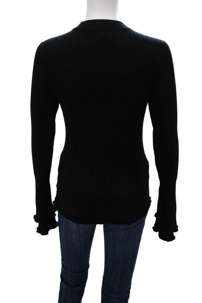 Paige Women Black Striped Cashmere Crewneck Pullover Sweater Size XS