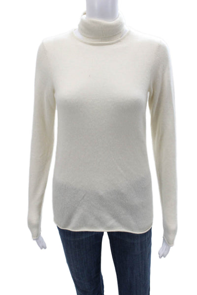 C by Bloomingdales Women White Cashmere Turtleneck Sweater Size XS