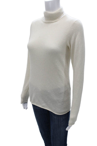 C by Bloomingdales Women White Cashmere Turtleneck Sweater Size XS