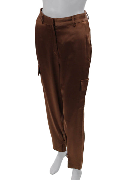 Babaton Womens Cargo Dress Pants Brown Triacetate Blend Size 6